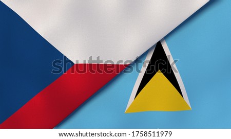 Two states flags of Czech Republic and Saint Lucia. High quality business background. 3d illustration Stock fotó © 