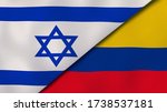 Two states flags of Israel and Colombia. High quality business background. 3d illustration