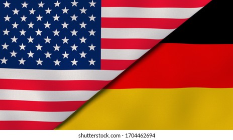 Two States Flags Of United States And Germany. High Quality Business Background. 3d Illustration