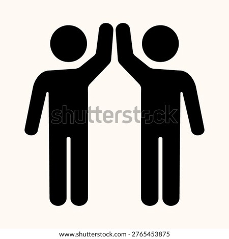 Two stick figures high five, agreement, success, friendship.