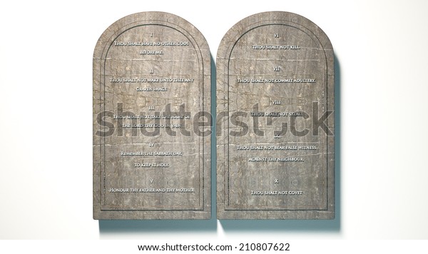 Two Stone Tablets Ten Commandments Inscribed Stock Illustration 210807622