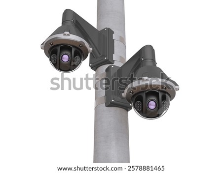 Similar – Image, Stock Photo Two surveillance cameras on the corner of a house