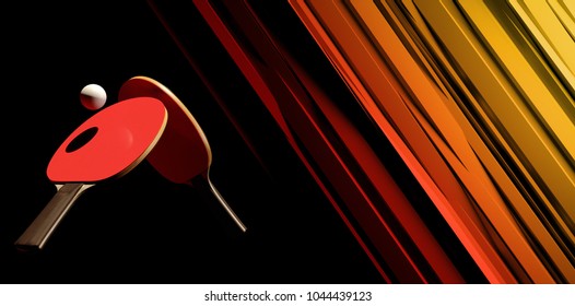 Two table tennis or ping pong rackets and ball tournament poster desig on abstract backgroung 3d illustration - Powered by Shutterstock