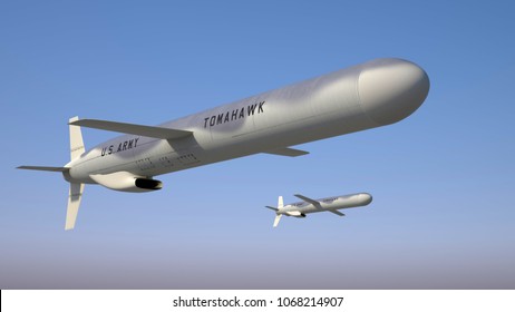 Two Tomahawk Cruise Missile. 3d Render.