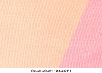 Two Tone Background Of Canvas Fabric Texture Background In Pink - Yellow Colors.