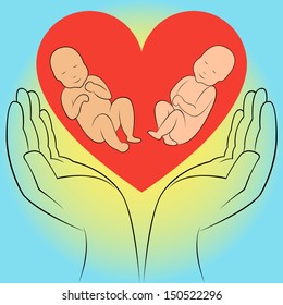 Two Unborn Babies Human Hands On Stock Illustration 150522296 ...