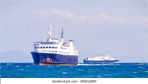 two vessels   - illustration based on own photo image