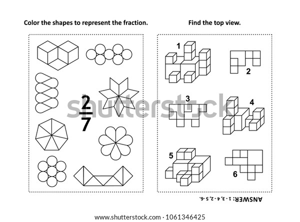 Download Two Visual Math Puzzles Coloring Pages Stock Illustration 1061346425