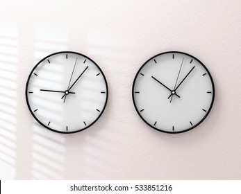 Two wall clock 3d rendering
