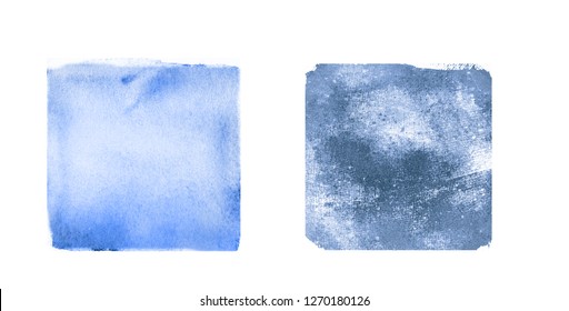 Two Watercolor Squares On White As Background