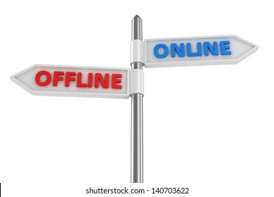 Two way pointer Online and Offline isolated on white