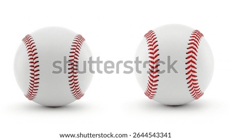 Two White Baseballs with Red Stitching
