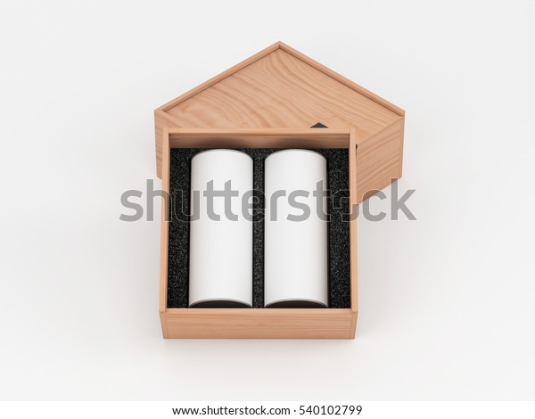 Two White Tin Can Mockup Wooden Business Finance Food And Drink