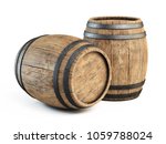 Two wooden barrels isolated on white background 3d illustration