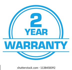 Two Year Warranty text written over blue background.