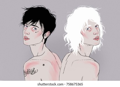 Two Young Androgynous Girls 