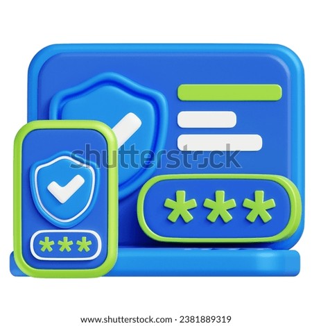 Two-factor authentication security website login. Password secure login verification, Secure login authentication verification. 3D rendering illustration