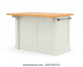 Two-tone kitchen cabinet design white and natural. with 3 drawers and two doors. and top can be folded
