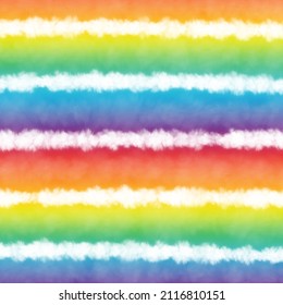 Tye Dye Rainbow White  Background. Watercolor Paint Background.