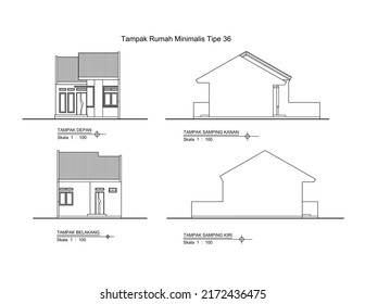 Type 36 Residential House Cad Drawing Stock Illustration 2172436475 ...