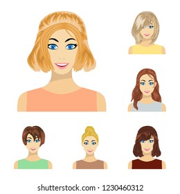 Types Female Hairstyles Cartoon Icons Set Stock Illustration 1230460312 