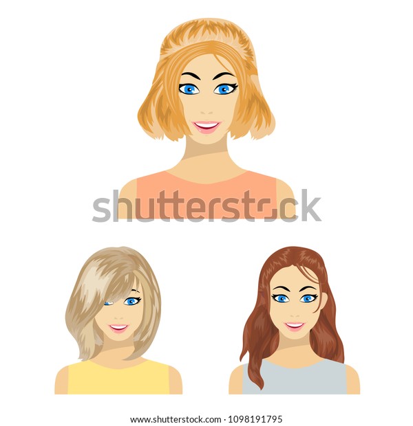 Types Female Hairstyles Cartoon Icons Set Stock Illustration 1098191795 ...