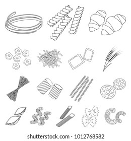 Types Pasta Outline Icons Set Collection Stock Illustration 1012768582 ...