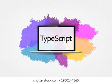 TypeScript Programming Language. Word TypeScript On Laptop