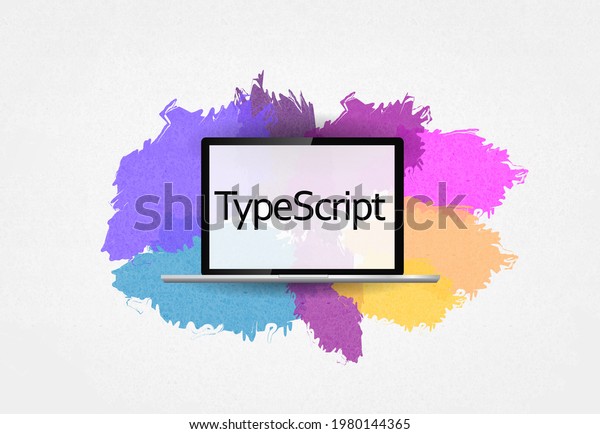 TypeScript Programming Language. Word TypeScript\
on laptop