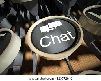 Typewriter with Chat button, vintage style