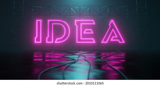 a typical neon light idea sign 3D illustration