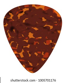 A Typical Tortoise Shell Plectrum Isolated On A White Background.