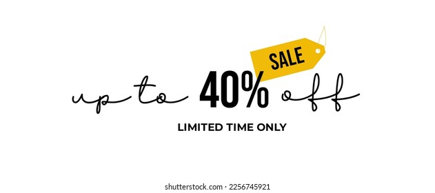 Typography sale discount up to 40 percent off isolated on white background. Suitable for marketing, promotion, business, announcement and advertising. - Powered by Shutterstock