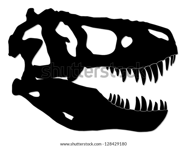 ティラノサウラーの頭蓋骨 恐竜 シルエットイラスト のイラスト素材