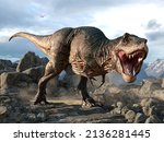 Tyrannosaurus from the Cretaceous era 3D illustration