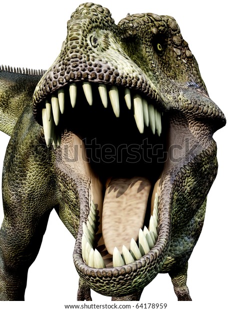 ティラノサウルスの緑の大きな口 のイラスト素材