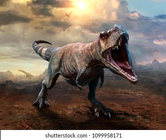  Tyrannosaurus rex scene 3D illustration