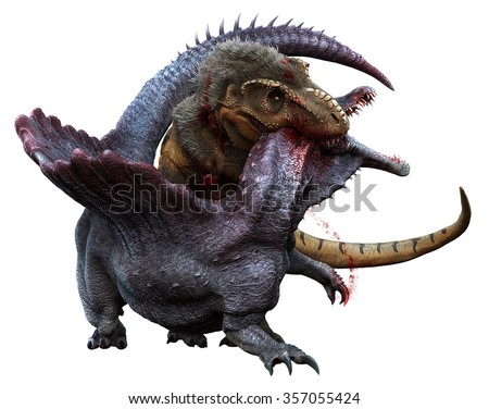 tyrannosaurus rex vs spinosaurus new anatomy stock illustration