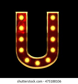 U Isolated Golden Letter Lights On Stock Illustration 475188106 ...