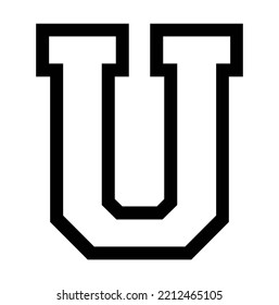 U Letter Sports College Jersey Font On White Background. Isolated Illustration.