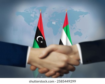 UAE and Libya bilateral foreign relations concept illustration