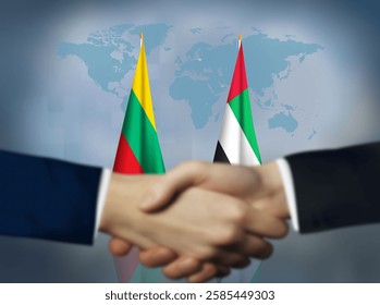 UAE and Lithuania bilateral foreign relations concept illustration
