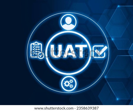 UAT User acceptance testing concept with user, checklist, validation icons