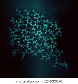 Ubiquitin Protein Molecule. Molecular Tag That Indicates Proteins Marked For Recycling. 3D Rendering Based On Protein Data Bank Entry 1ubq. Ball-and-stick Model, Black Background.