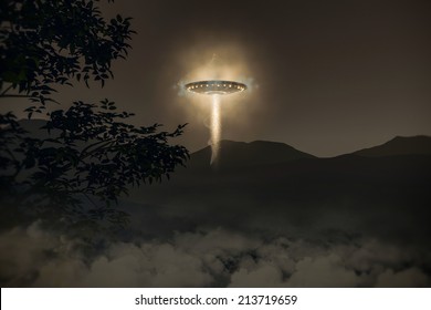 ufo spaceship flying in the sky