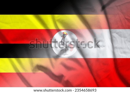 Uganda and Austria national flag transborder negotiation AUT UGA symbol country Austria Uganda patriotism. 3d image Stock fotó © 