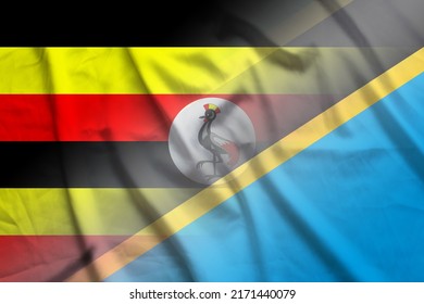 Uganda and Tanzania official flag international contract TZA UGA banner country Tanzania Uganda patriotism. 3d image