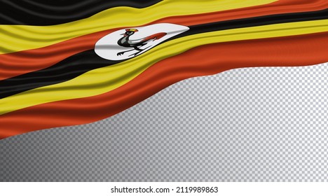 Uganda Wavy Flag, National Flag Clipping Path, 3D Illustration