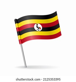 Ugandan flag map pin pointer layout. Raster version.