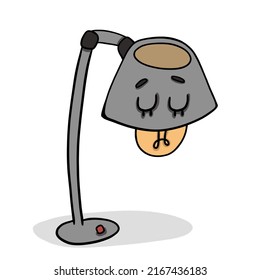 Ugly Funny Lamp Floor Lamp With Sad Face Flat Icon Isolated On White Background